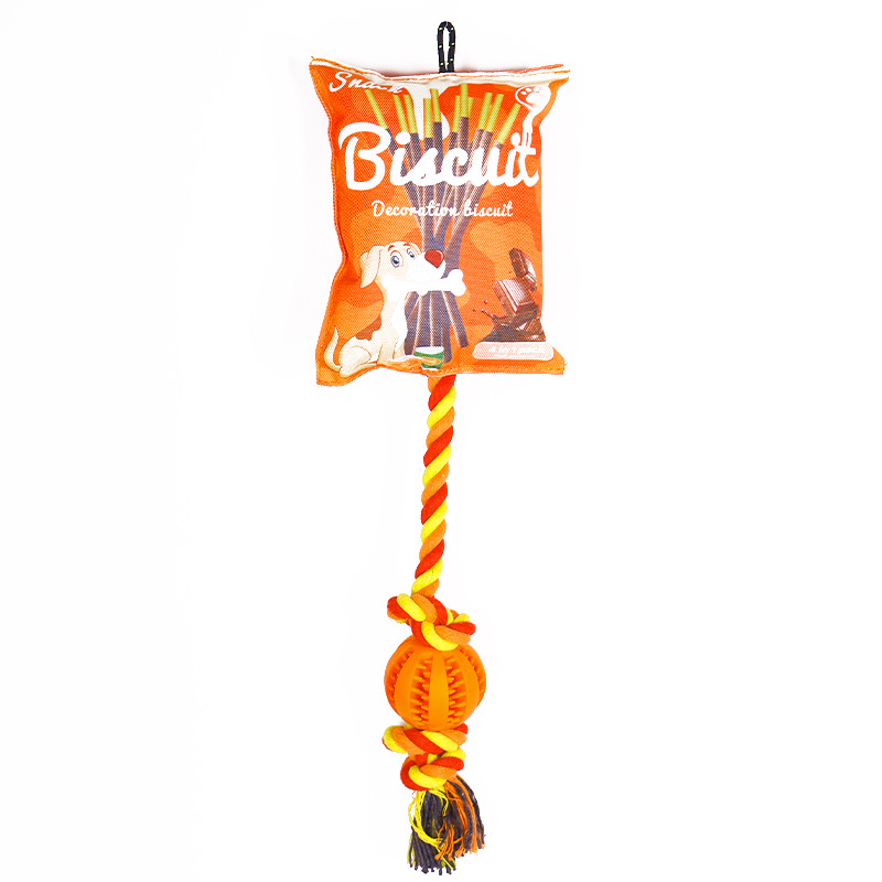 Custom Logo Plush Biscuit Snack Dog Chew Interactive Pet Rope Toy
