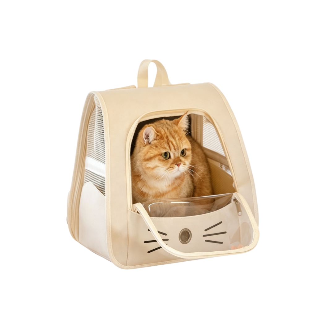 Cat Backpack Carrier, Breathable Mesh Transparent Window Pet Travel Backpack for Cats & Small Dogs, Outdoor Walking Hiking Pet Carrier Backpack