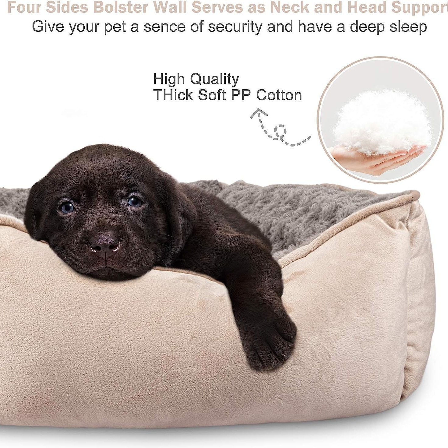 Custom Color Pet Warm Suede Splicing Plush Dog Bed