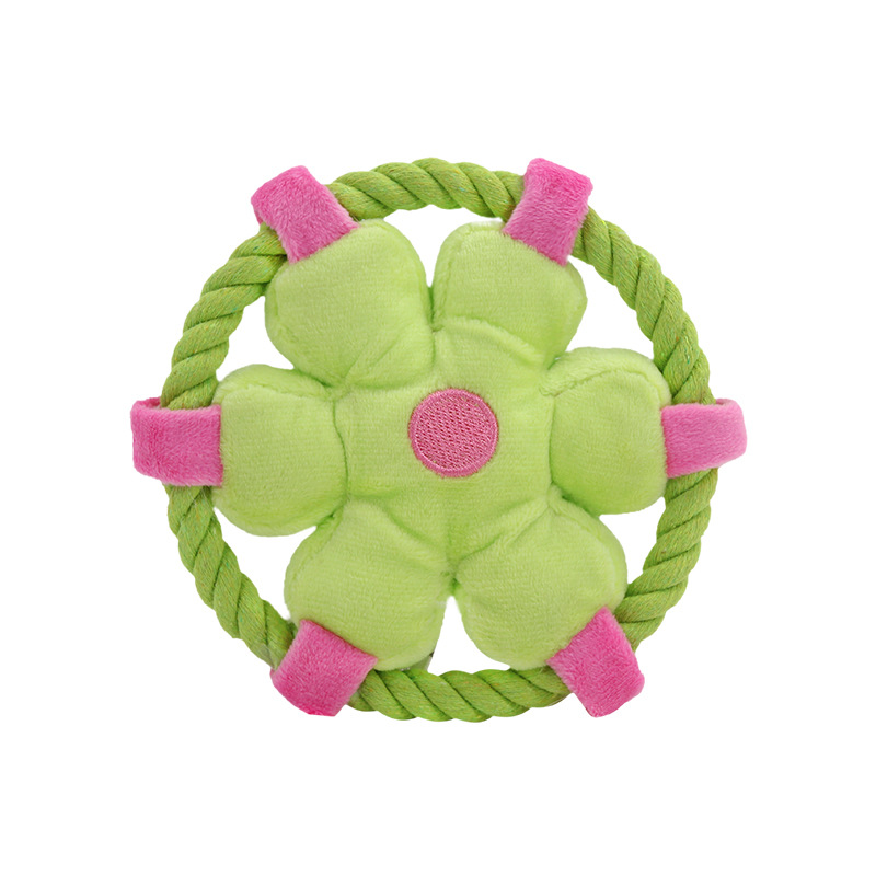 OEM/ODM Pet Plush Frisbee Flower Cotton Rope Dog Training Toy