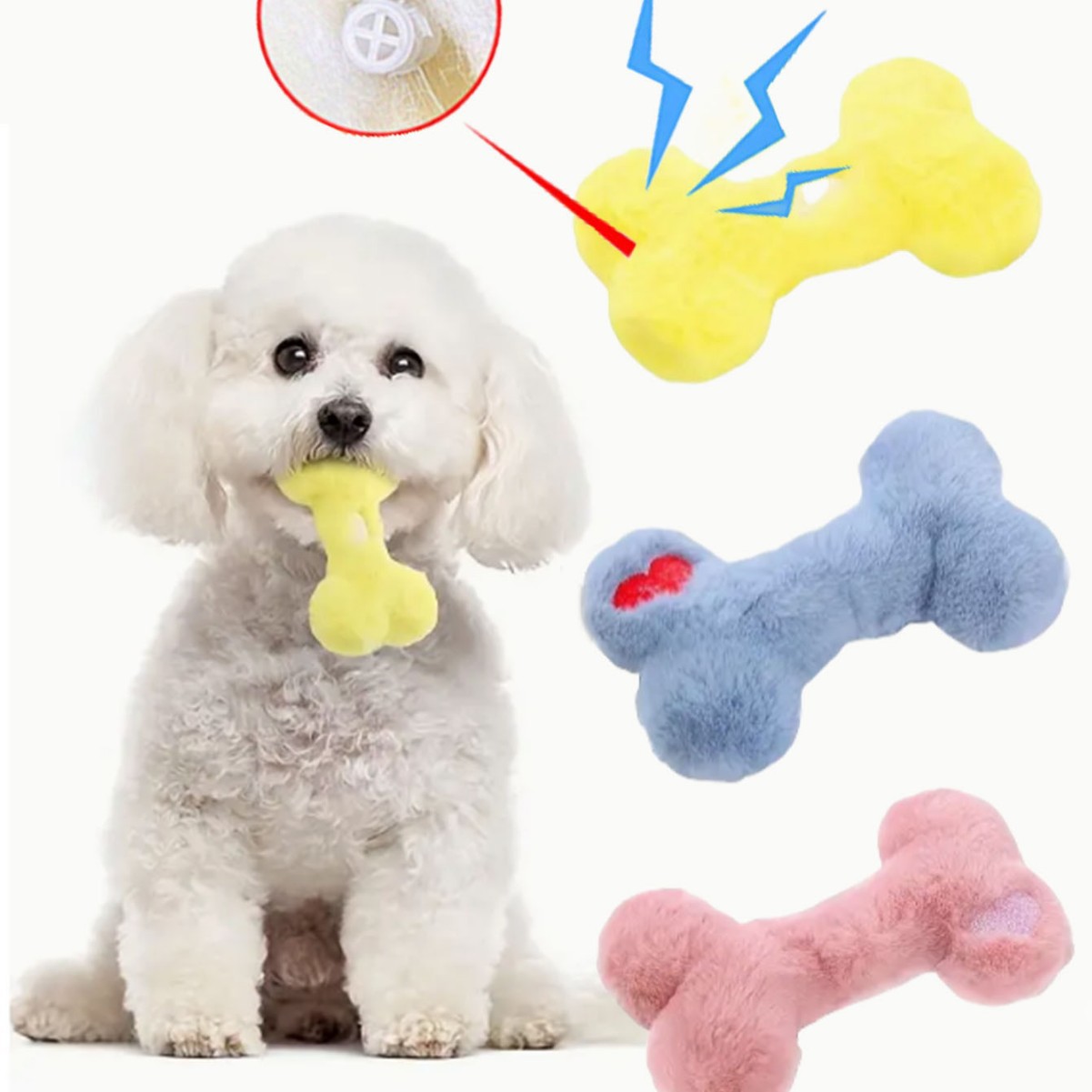 Custom Logo Pet Plush Fluffy Soft Bone Dog Squeaky Toy