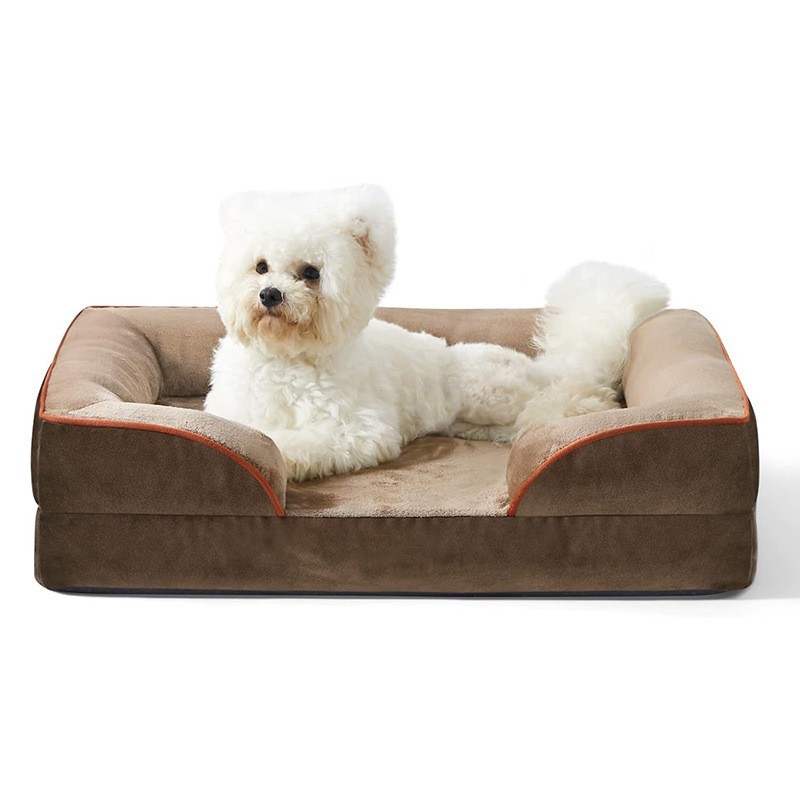 Custom Logo Dog Suede Plush Sofa-Style Pet Soft Bed