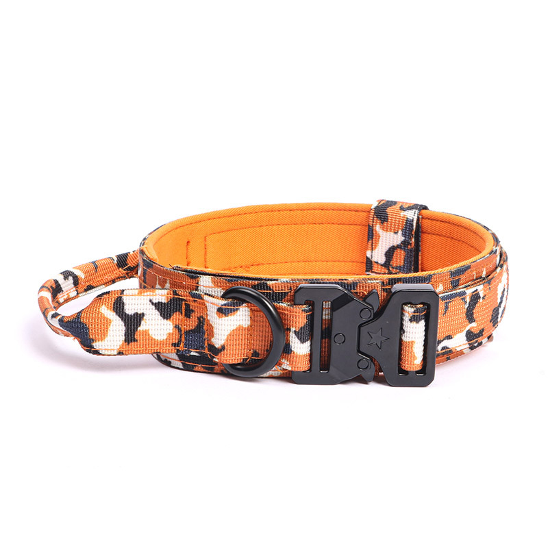 Custom Logo K9 Dog Collar with Integrated Control Handle Metal Buckle
