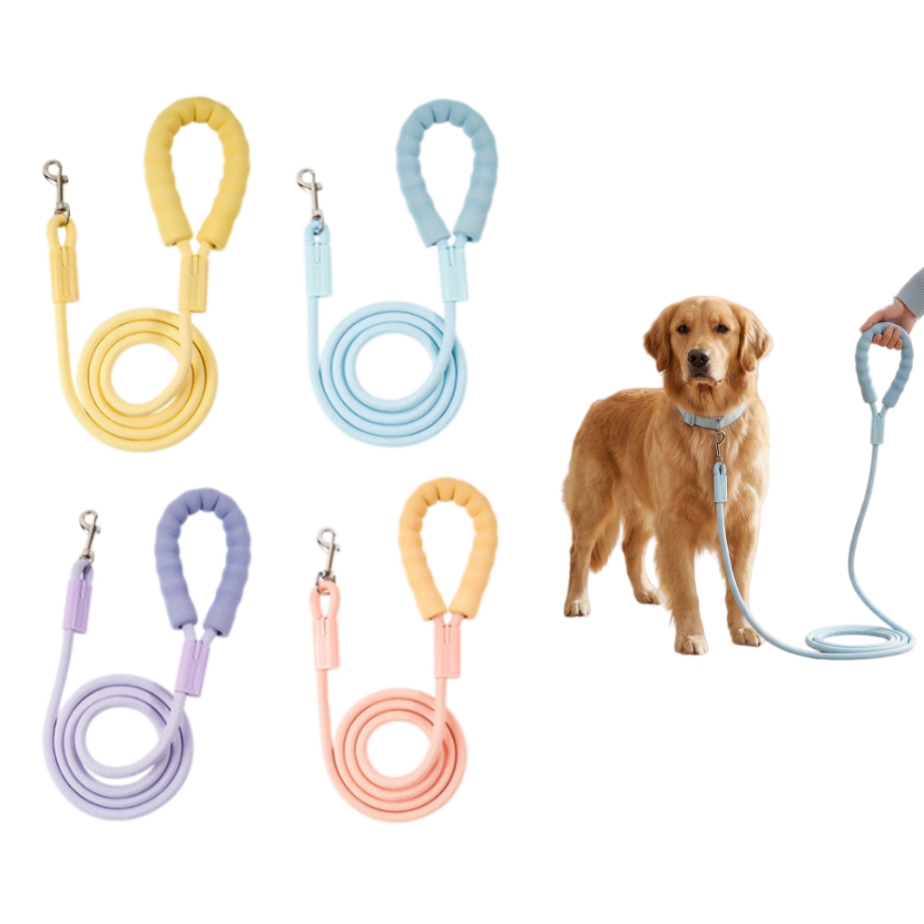 Custom Color Soft Foam Padded Handle Pastel Climbing Rope Dog Leash