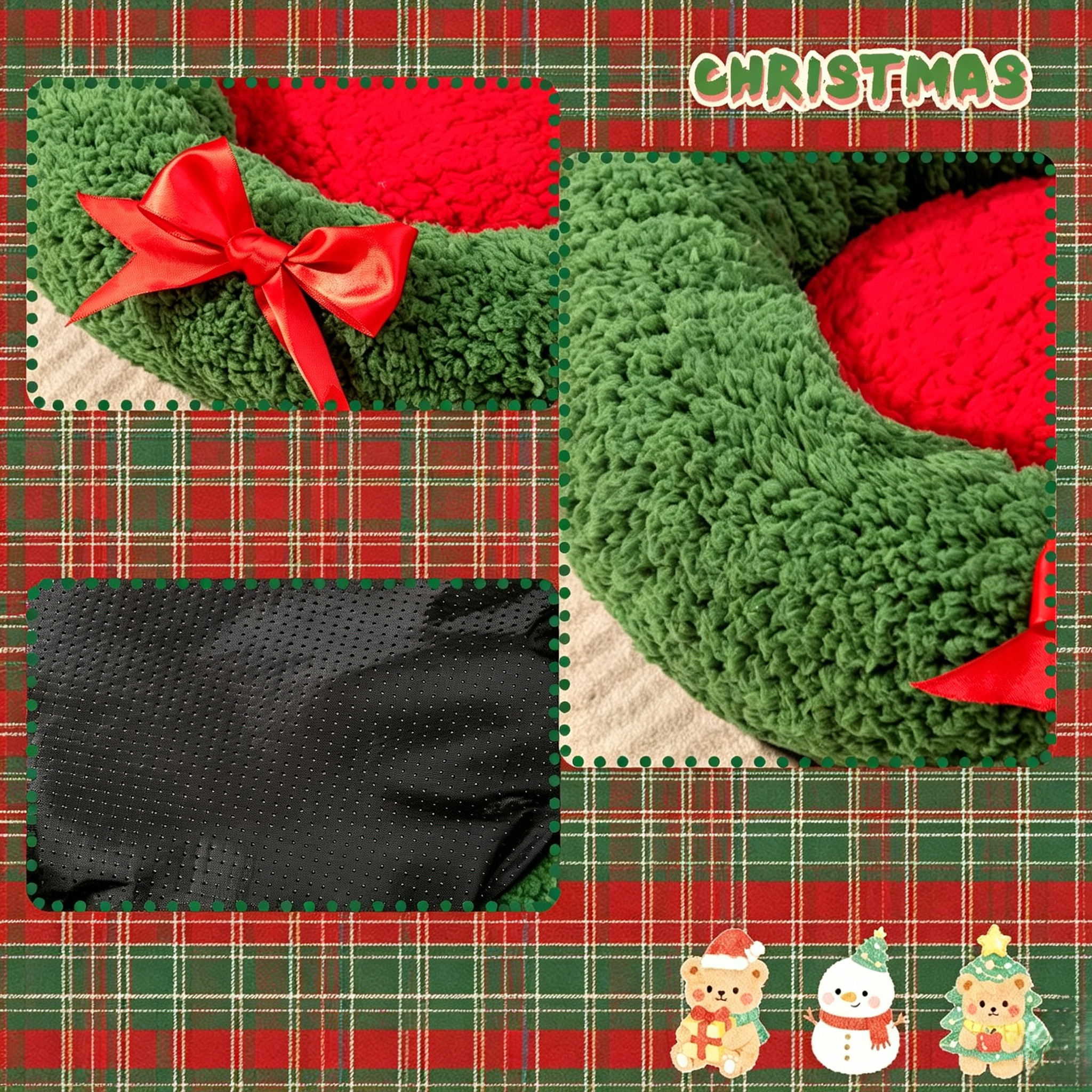 OEM/ODM Christmas Pet Plush Holiday Wreath Cozy Donut Dog Bed