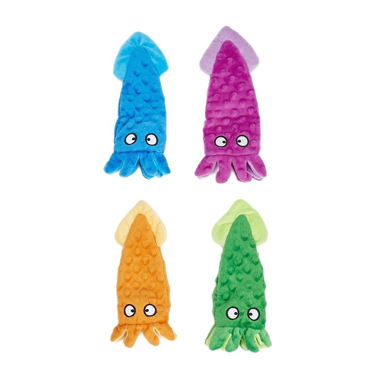Pet Plush Soft Squid Custom Color Dog Chew Squeaky Toy