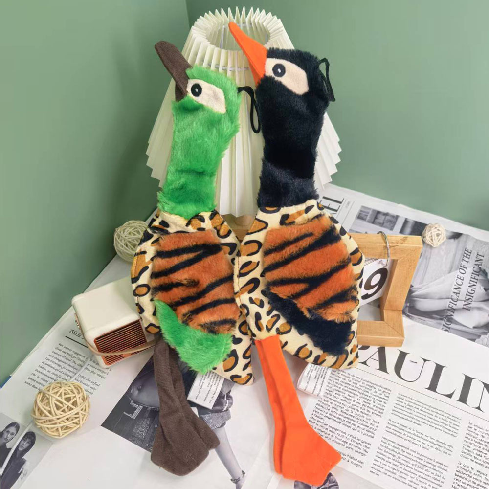 Printing Custom Pet Plush Long-Neck Duck Dog Squeaky Rope Toy