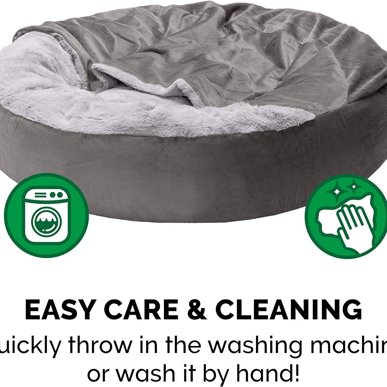 2-in-1 Hooded Donut Plush Pet Dog Bed with Detachable Hood