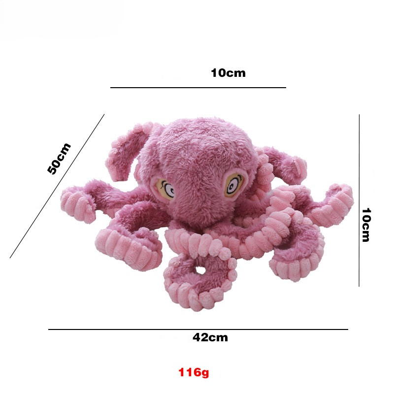 Octopus Pet Toy Custom Plush Corduroy Dog Chew Squeaky Toy