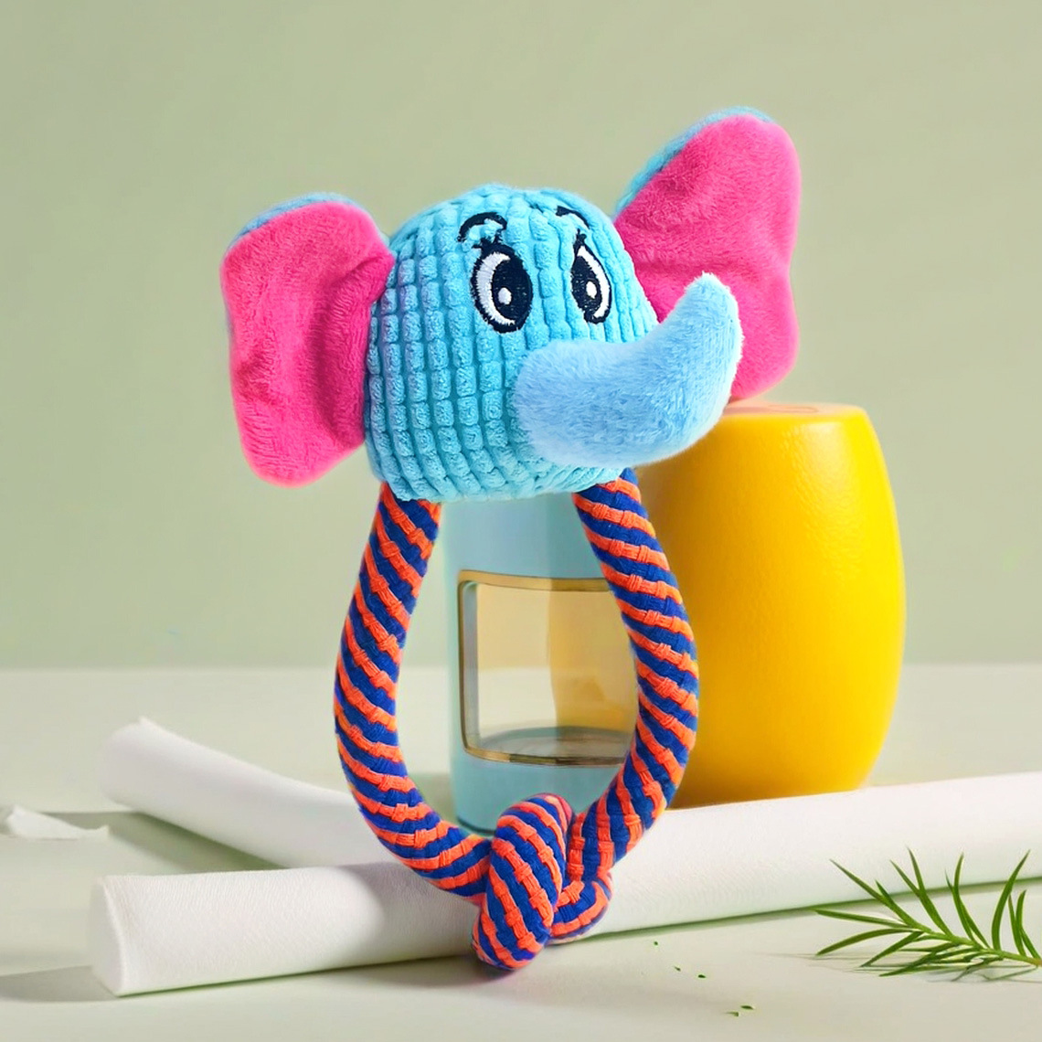 Pet Supply Custom Animal Head Plush Cotton Rope Dog Chew Toy