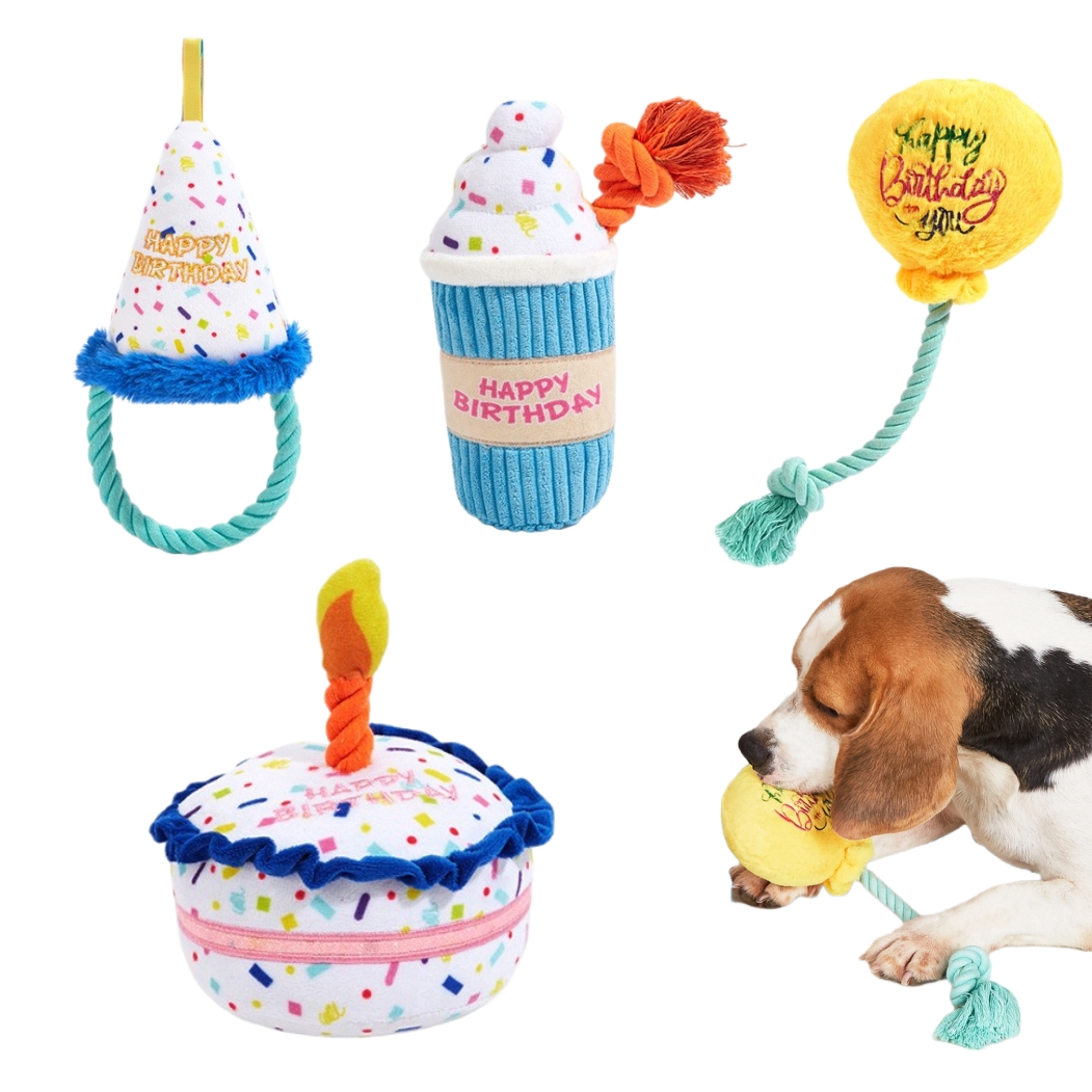 Pet Birthday Gift Custom Plush Cake Dog Interactive Rope Toy