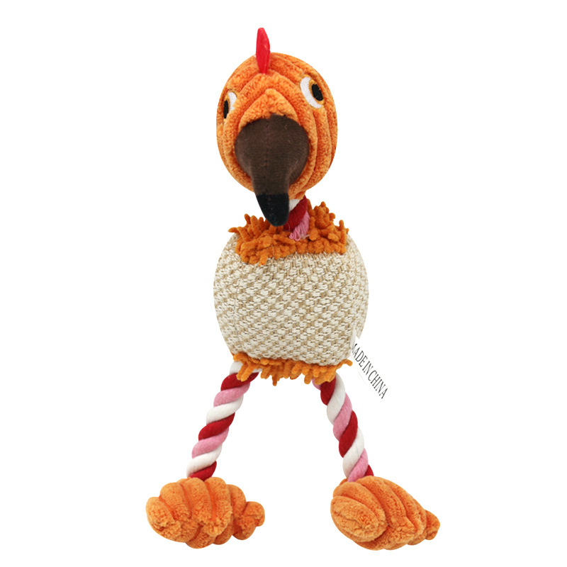 Custom Color Long-Legged Rope Flamingo Pet Plush Dog Squeaky Toy