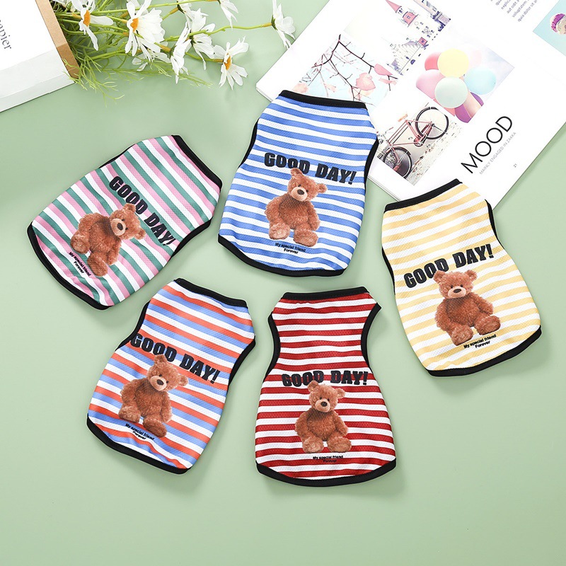 Cute Striped Print Custom Color Dog Clothing Sleeveless Pet Vest Tank Top