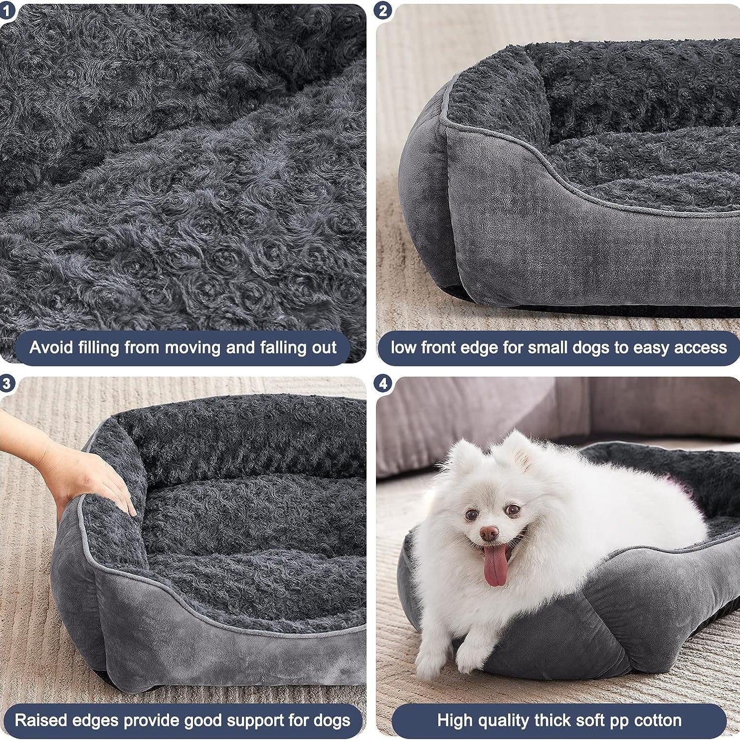 Custom Color Pet Warm Suede Splicing Plush Dog Bed