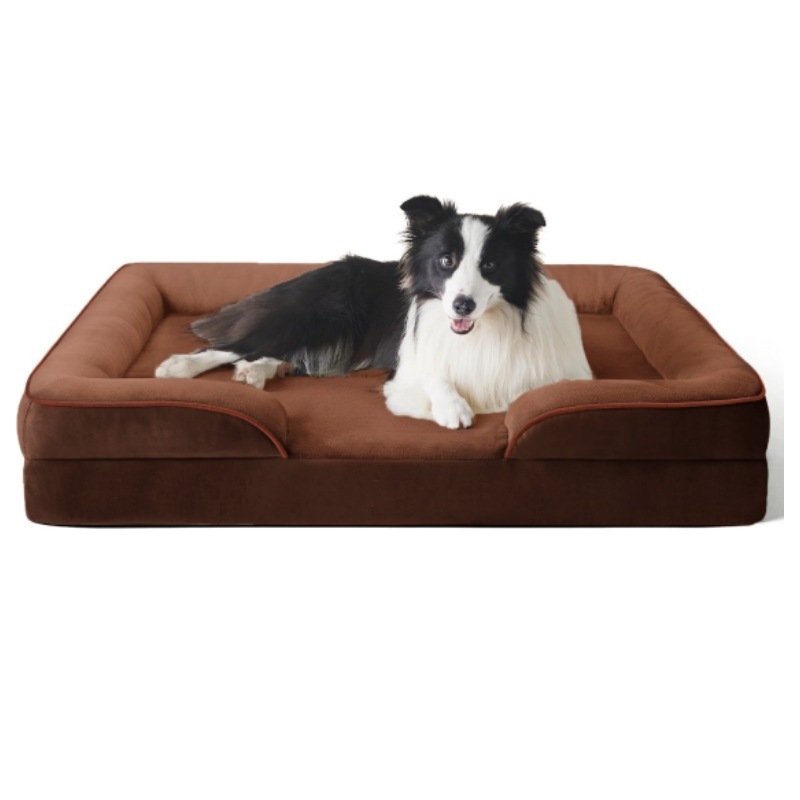 Custom Logo Dog Suede Plush Sofa-Style Pet Soft Bed