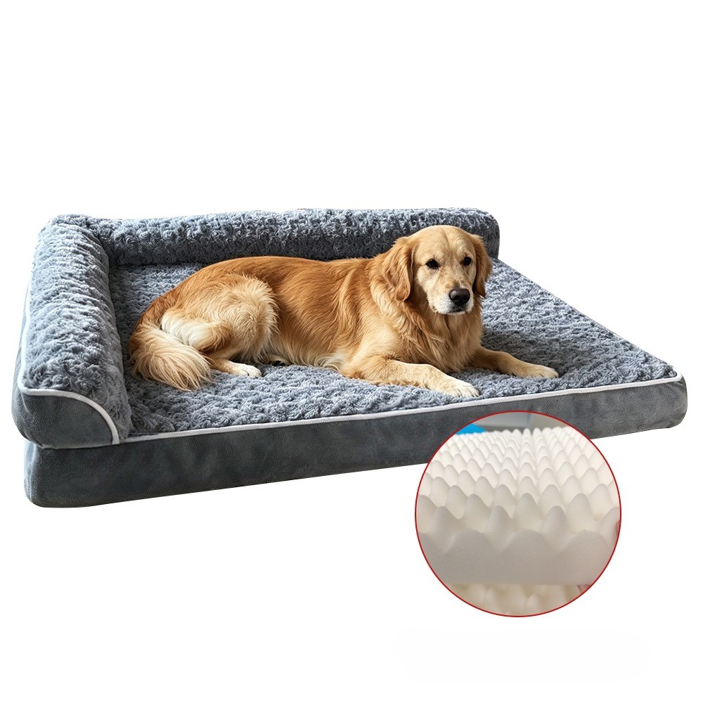 Foldable Egg-Crate Foam L-Shaped Custom Pet Dog Plush Bed