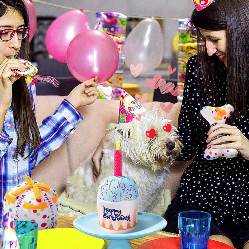Pet Birthday Party Gift Custom Plush Soft Cake Dog Squeaky Toy
