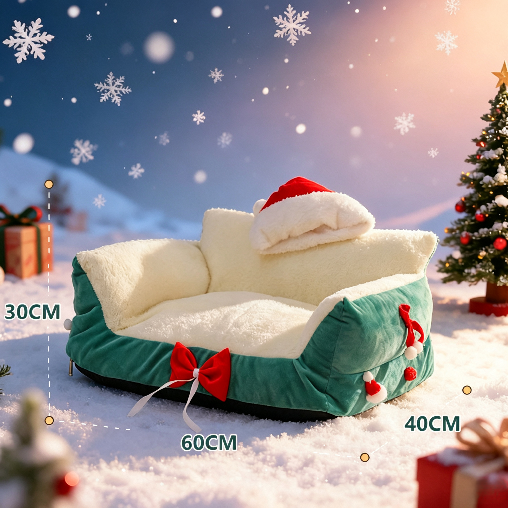 Christmas Pet Gift Custom Plush Warm Soft Winter Dog Sofa