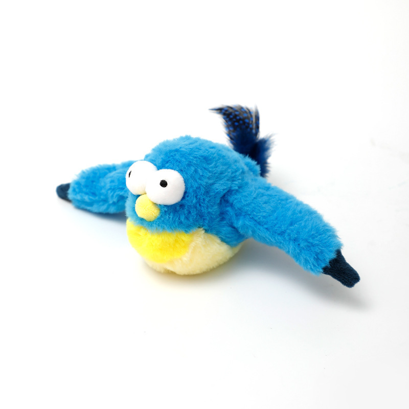Custom Bird Designs Pet Cat Plush Catnip Toy with Feathers