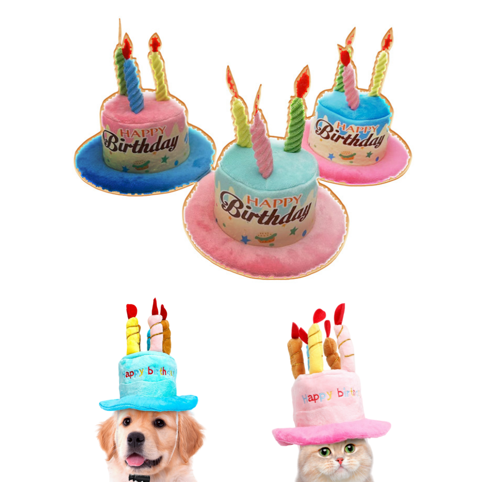 Custom Pet Birthday Gift Plush Soft Party Dog Toy Hat