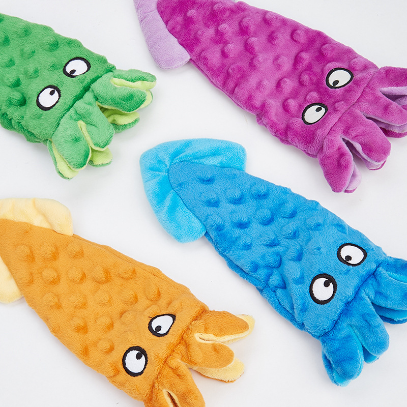 Pet Plush Soft Squid Custom Color Dog Chew Squeaky Toy