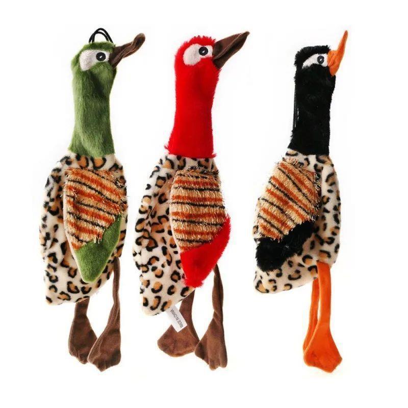 Printing Custom Pet Plush Long-Neck Duck Dog Squeaky Rope Toy