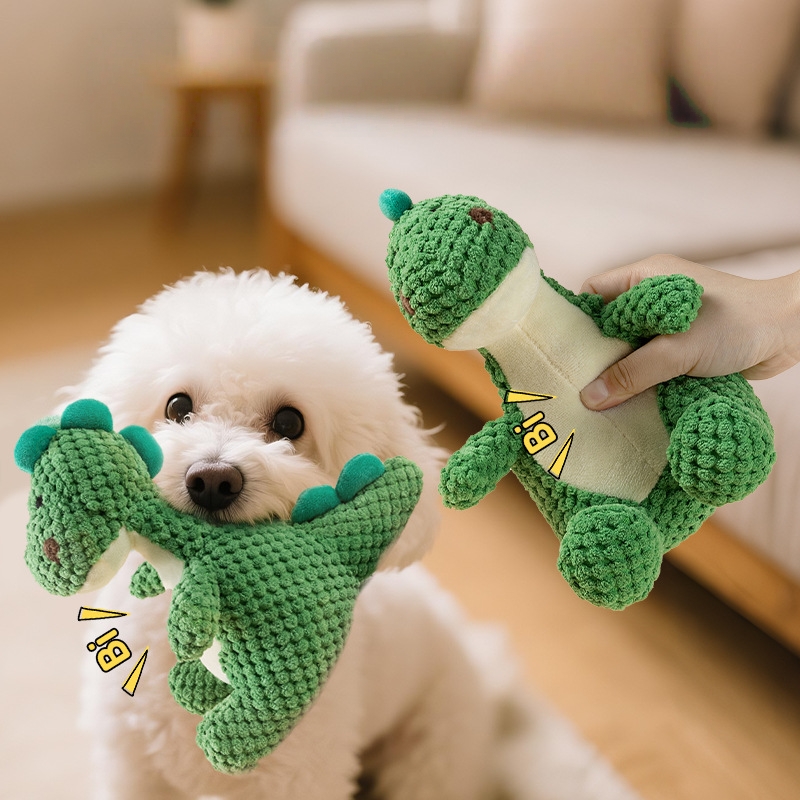Custom Pet Plush Corduroy Dinosaur Dog Interactive Chew Squeaky Toy