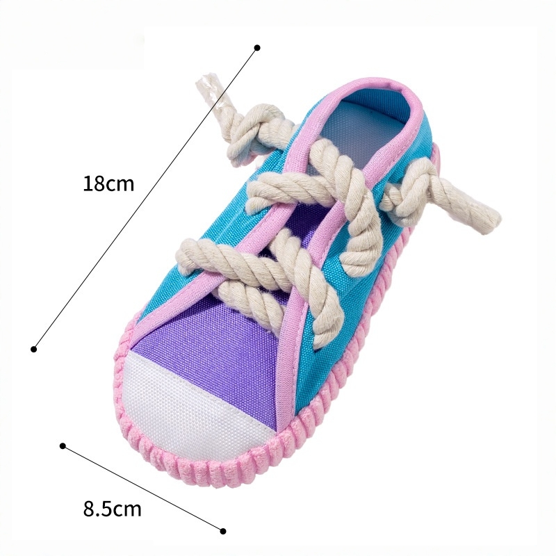 Custom Pet Plush Sneaker Shoe Dog Squeaky Rope Teething Toy