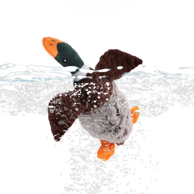 Realistic Fluffy Flying Duck Custom Pet Squeaky Plush Dog Toy