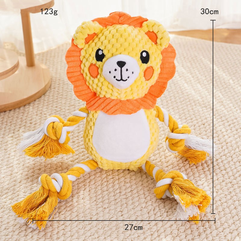Custom Animal Pet Textured Plush Squeaky Dog Rope Toy
