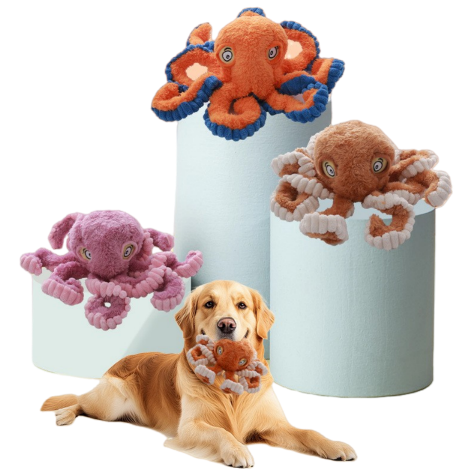 Octopus Pet Toy Custom Plush Corduroy Dog Chew Squeaky Toy