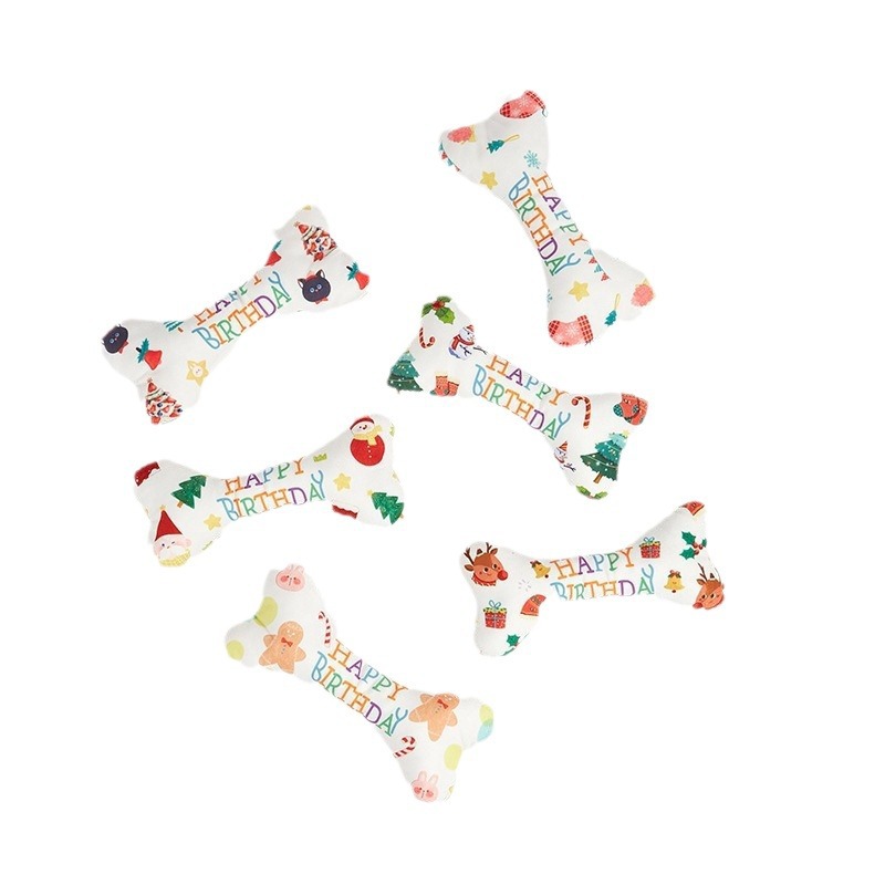 Christmas Dog Gift Custom Pet Plush Bone Squeaky Interactive Toy