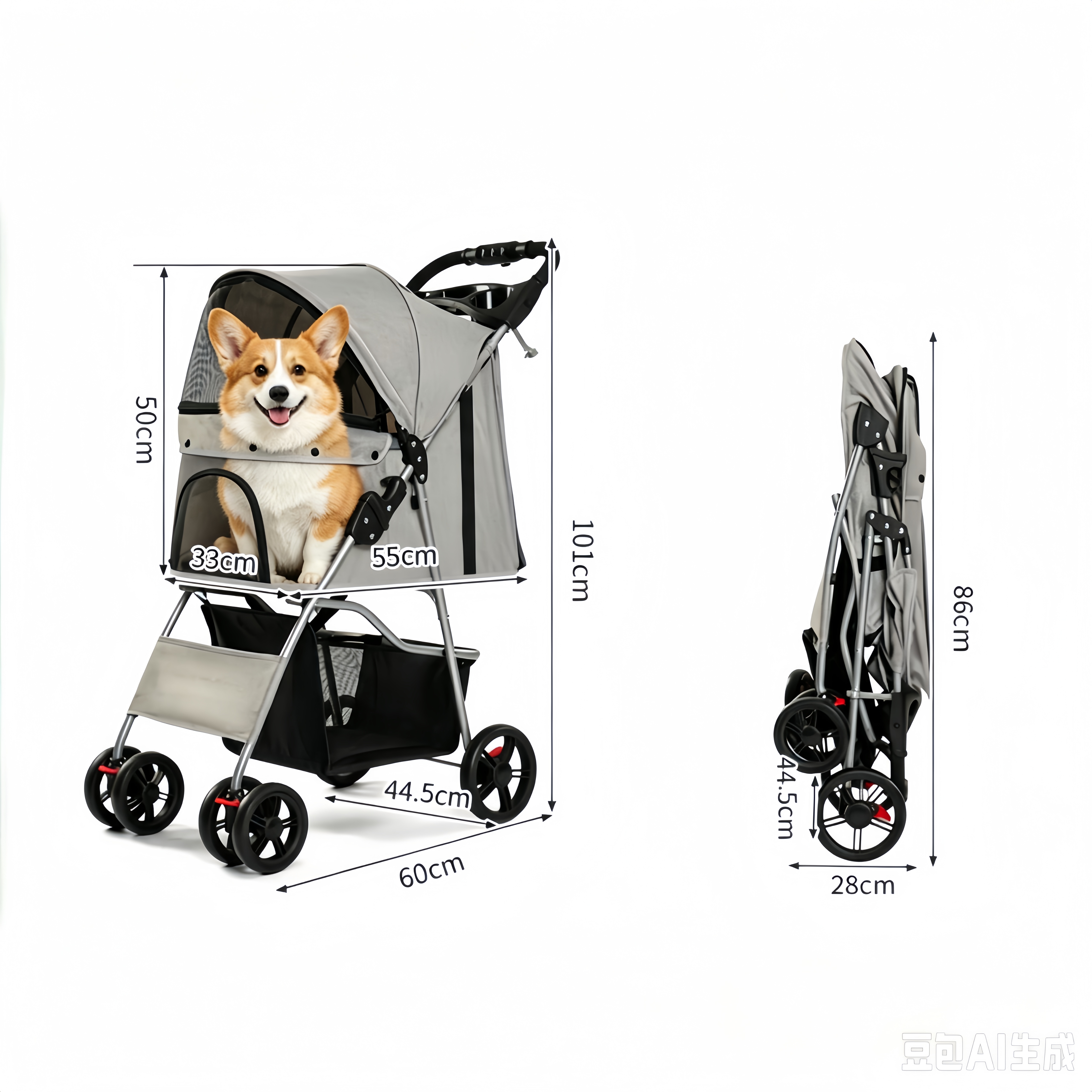Oxford Carrier Pet Wholesale Stroller Carbon Steel Structure for Medium Dog
