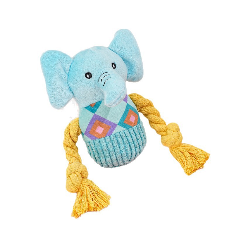OEM/ODM Custom Pet Plush Sweater Elephant Dog Squeaky Rope Toy