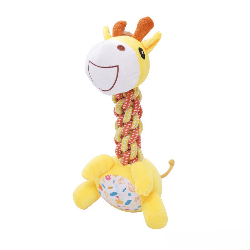 Custom Pet Plush Long-Neck Animal Dog Interactive Squeaky Rope Toy