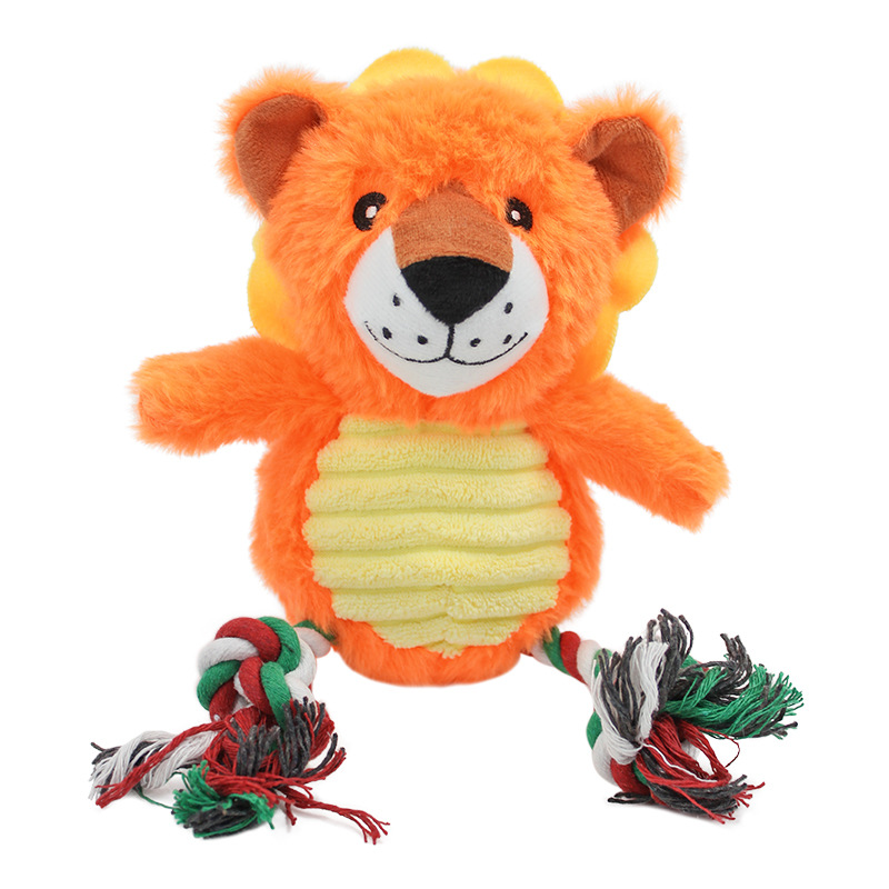 Custom Wildlife Design Pet Plush Dog Chew Squeaky Rope Toy
