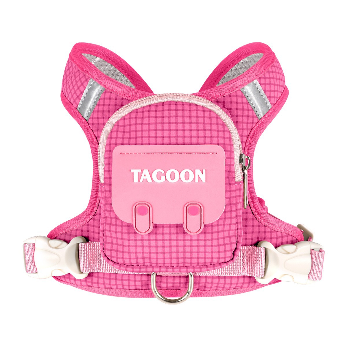 Cute Plaid Dog Harness Mini Backpack Adjustable Reflective Puppy Walking Vest