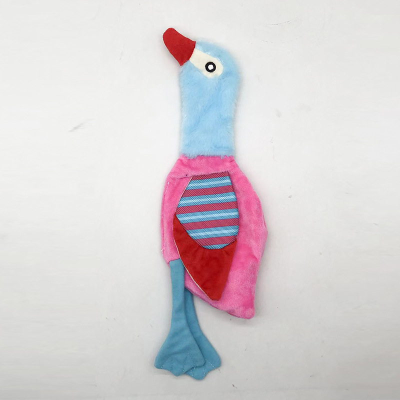 Custom Color Pet Plush Long-Neck Duck Dog Chew Squeaky Toy