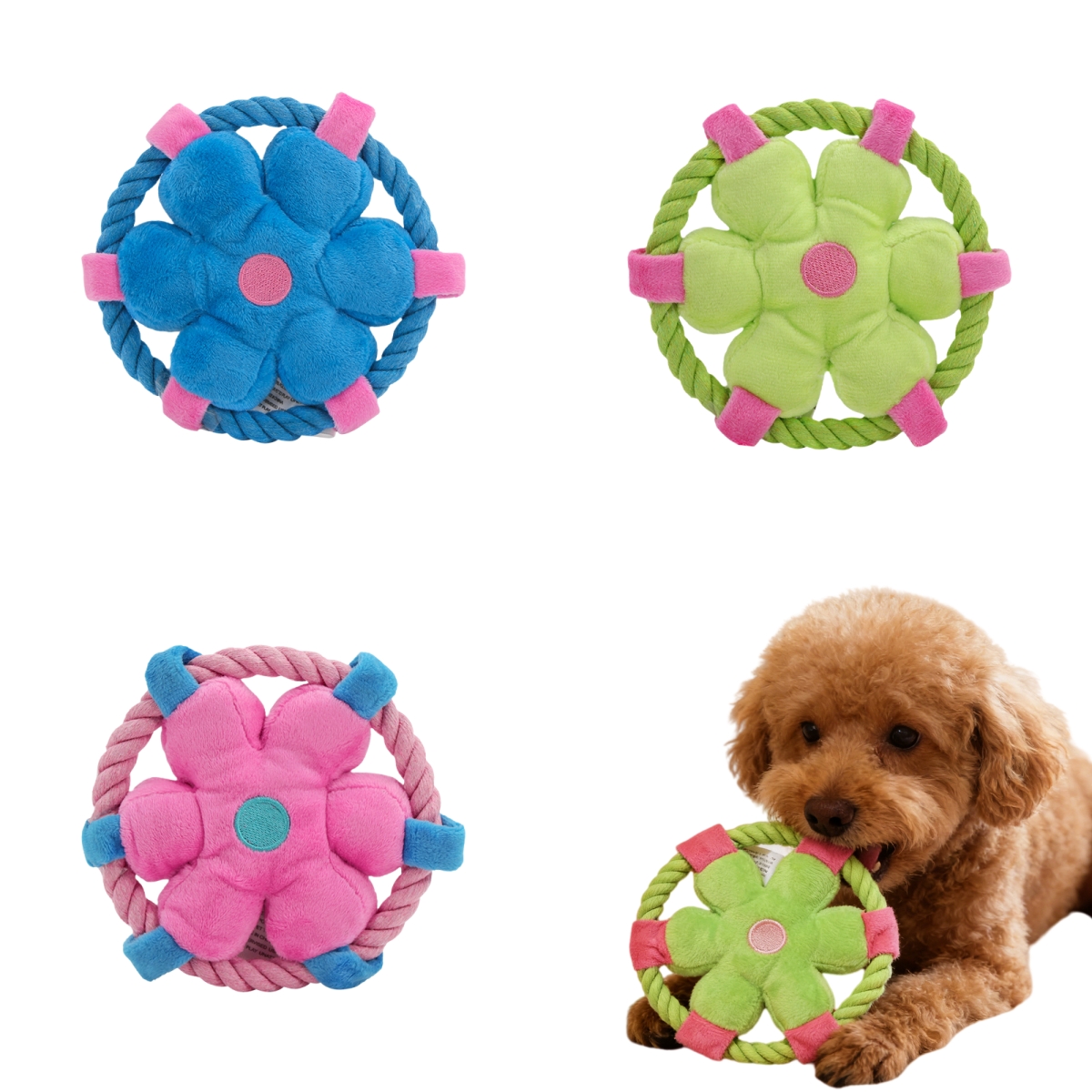 OEM/ODM Pet Plush Frisbee Flower Cotton Rope Dog Training Toy
