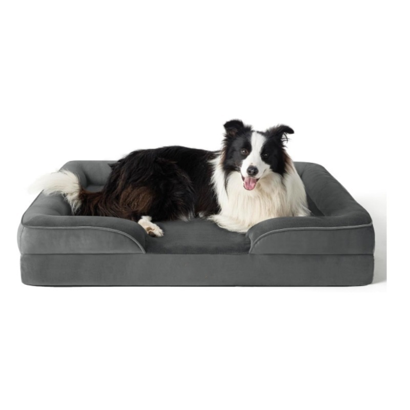 Custom Logo Dog Suede Plush Sofa-Style Pet Soft Bed
