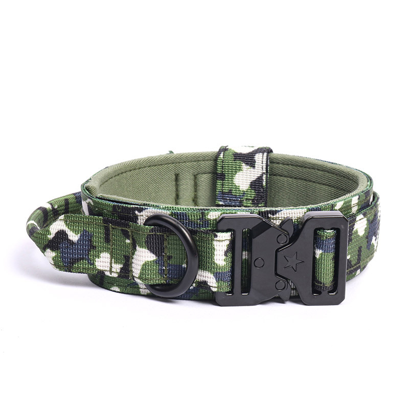 Custom Logo K9 Dog Collar with Integrated Control Handle Metal Buckle