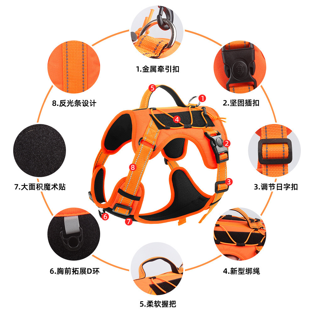 Reflective No Pull Dog Harness With Rope Leash Walking Pet Supplies
