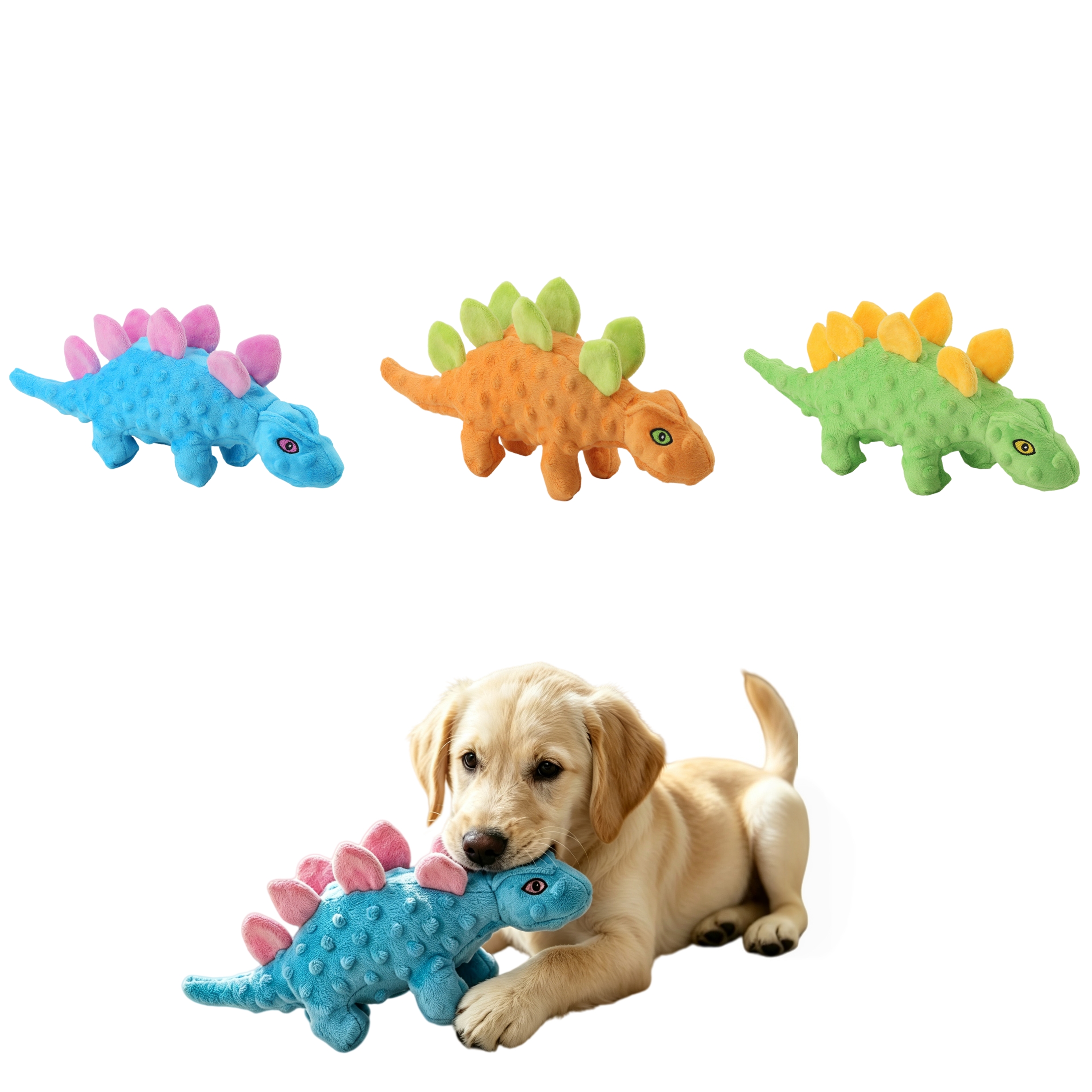 Pet Custom Plush Cute Stegosaurus Dinosaur Dog Chew Squeaky Teething Toy
