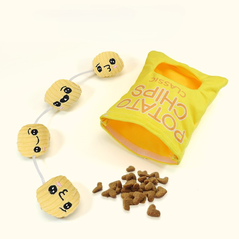 Custom Logo Pet Interactive Snack Bag Hide-and-Seek Plush Dog Squeaky Toy