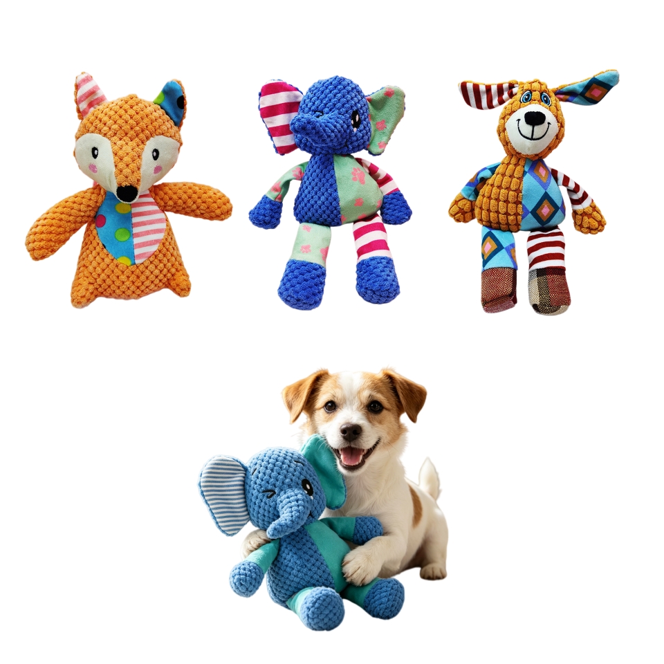 Corduroy Pet Toy Custom Plush Animal Dog Chew Squeaky Interactive Toy