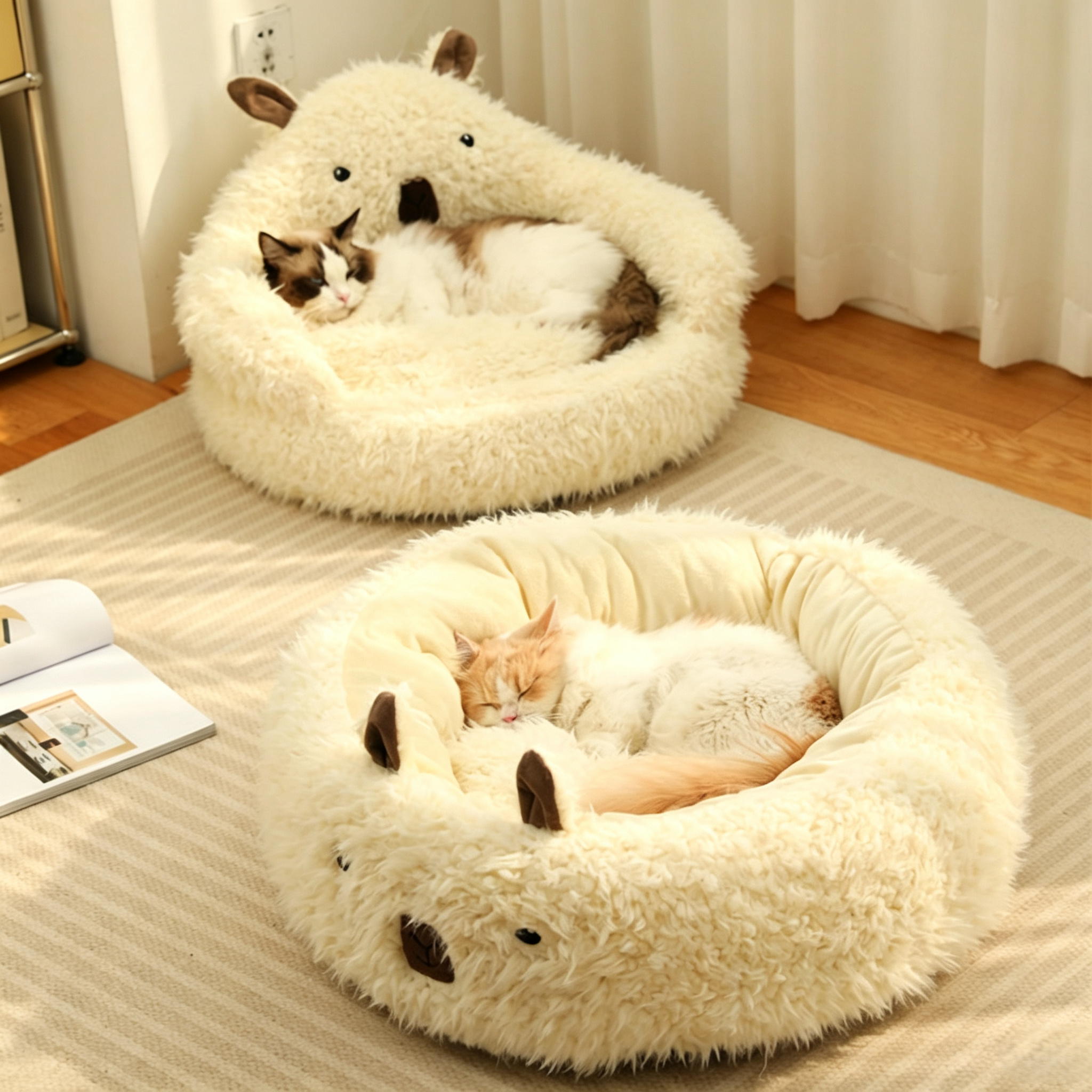 Custom Ultra-Fluffy Alpaca Cuddle Soft Plush Dog Sofa Pet Bed