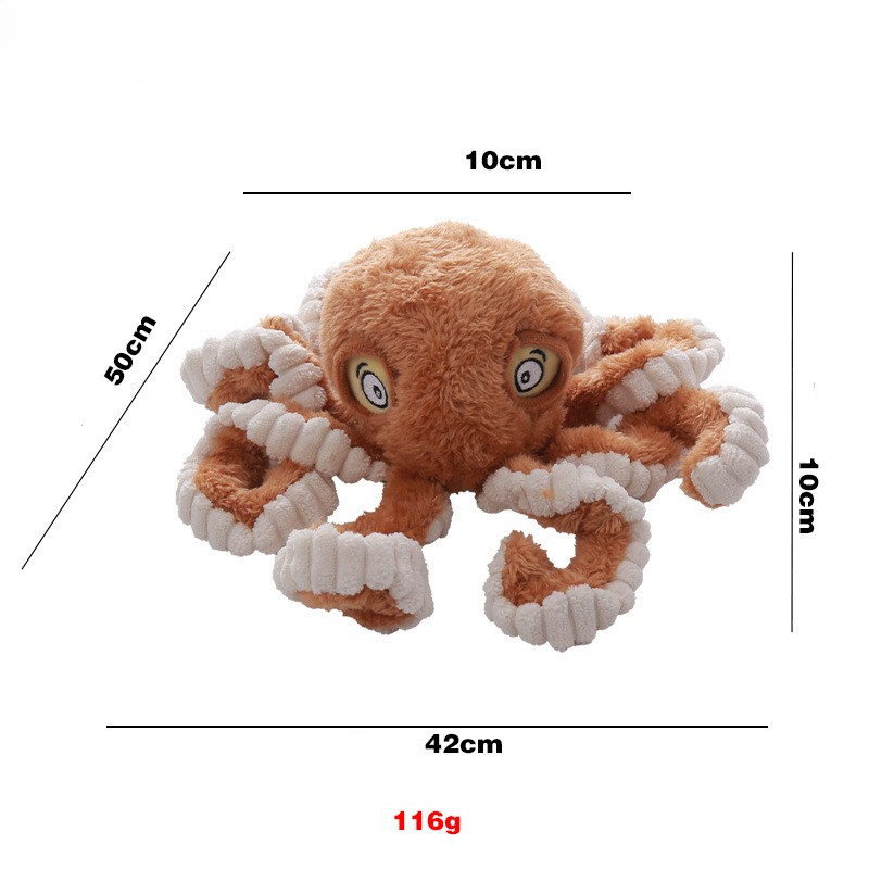 Octopus Pet Toy Custom Plush Corduroy Dog Chew Squeaky Toy