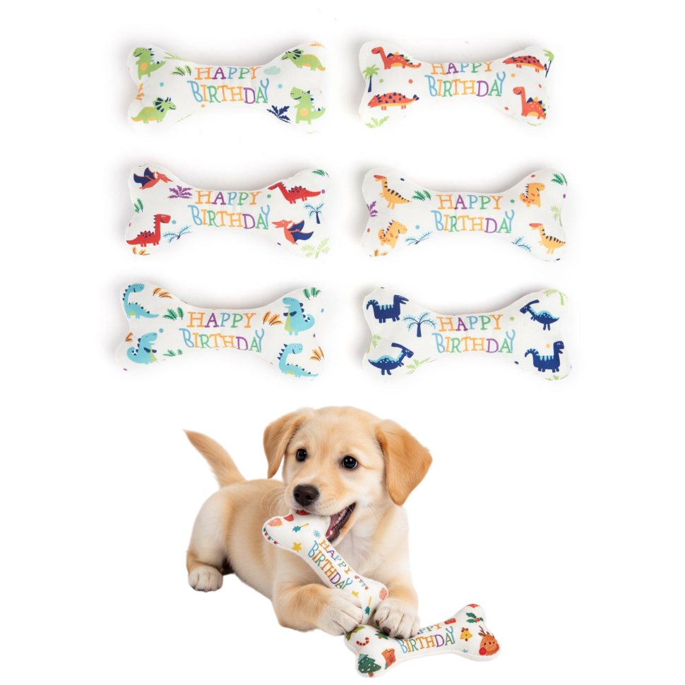 Christmas Dog Gift Custom Pet Plush Bone Squeaky Interactive Toy