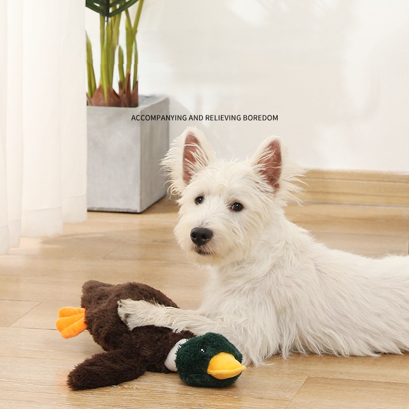 OEM/ODM Plush Simulated Soft Duck Pet Squeaky Dog Interactive Toy