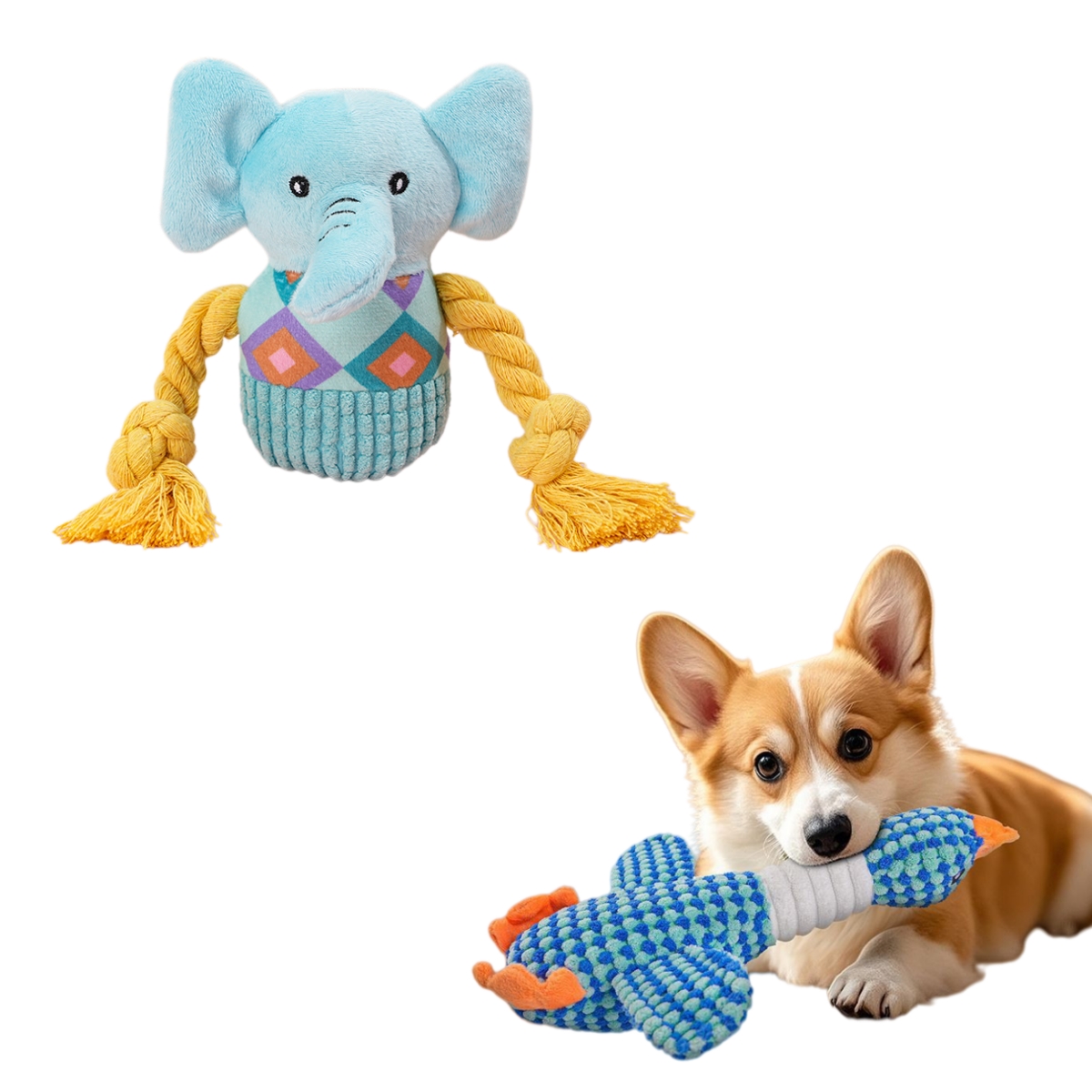 OEM/ODM Custom Pet Plush Sweater Elephant Dog Squeaky Rope Toy